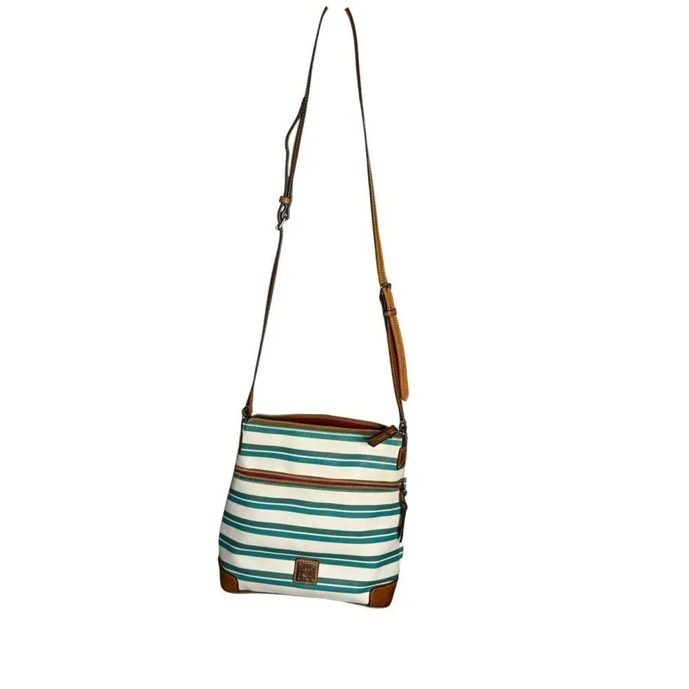 Dooney & Bourke 1975 Teal, Green and White Stripe Stonington Crossbody